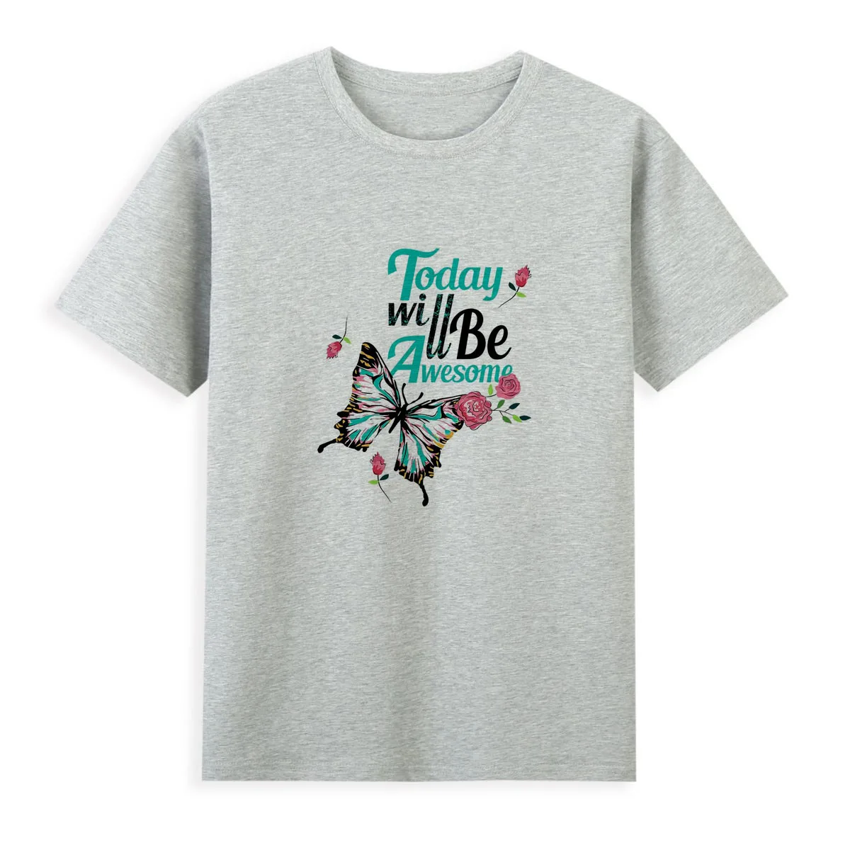 Personalized butterfly printed T-shirt New European popular short sleeve Women's comfortable breathable summer T-shirt A1-22