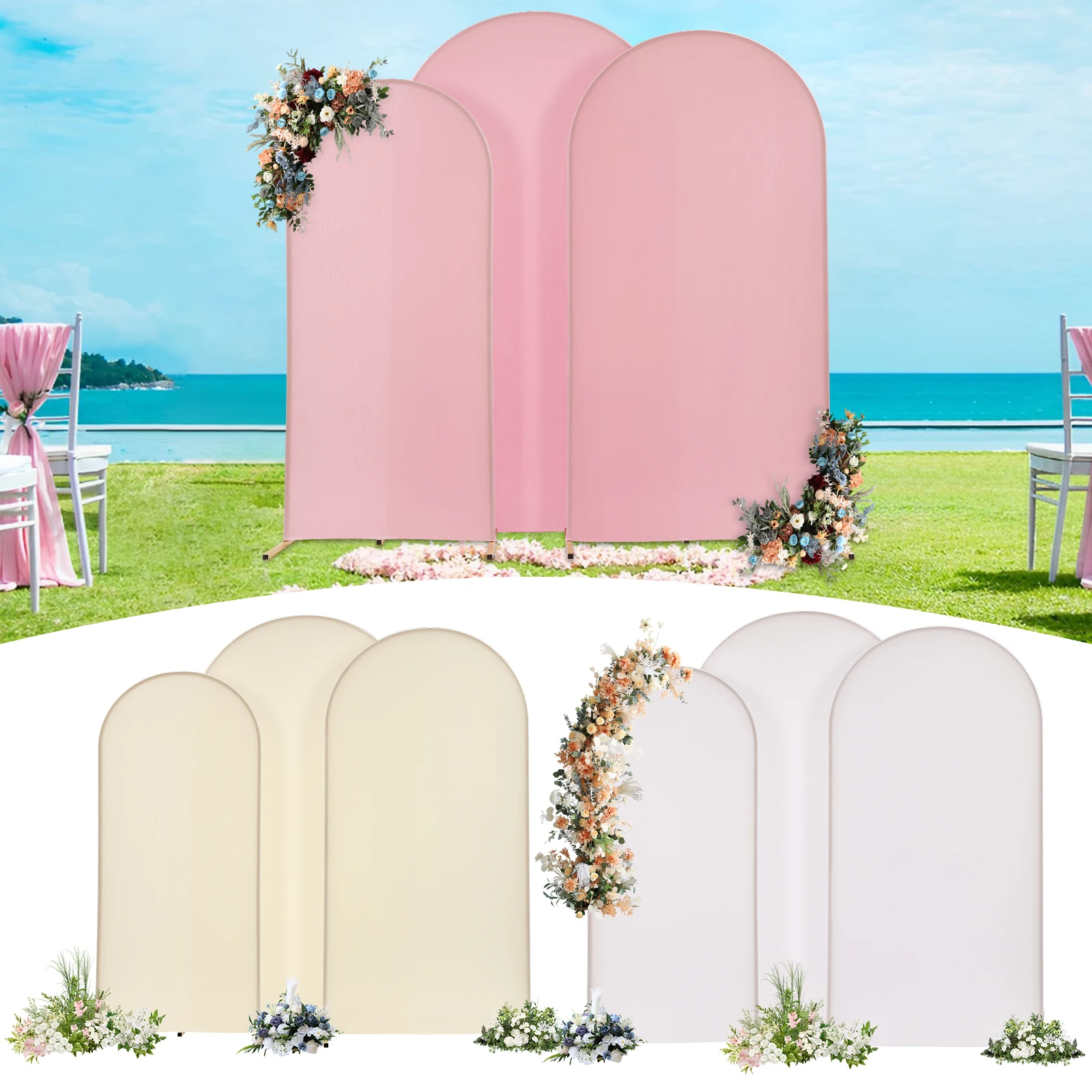 

Arch Backdrop Stand 3-Piece Adjustable Arch-shaped Support Set for Wedding Party Event Decoration