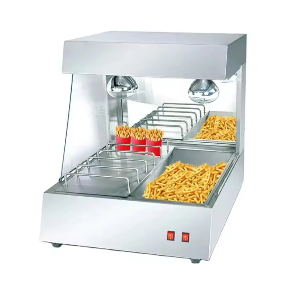 

Stainless Steel Countertop Chip Heater Commercial LED Fried Food Warmer, French Fries/Nachos, Fast Heat, Easy Clean, Restaurant