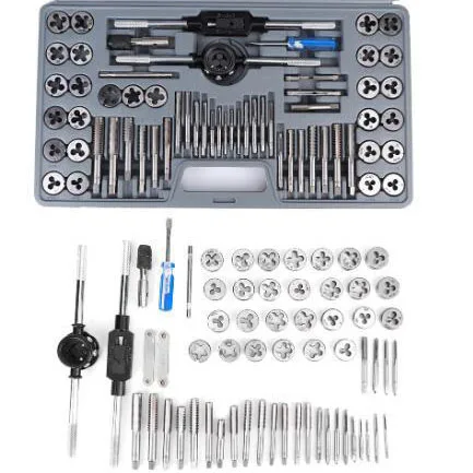 F50 Tap and Die Set 40PCs 60PCs 80PCs 110PCs Metric or SAE Standard Bearing Steel Taps and Dies Essential Threading Tool