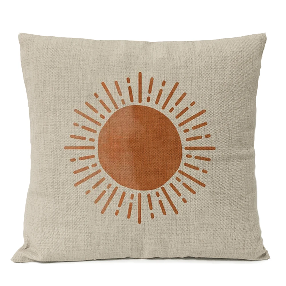 Home Decorative Boho Throw Pillow Cover Geometry Bohemia Sun Moon Leaf Linen Pillow Case Living Room Office Decor Sofa Cushion