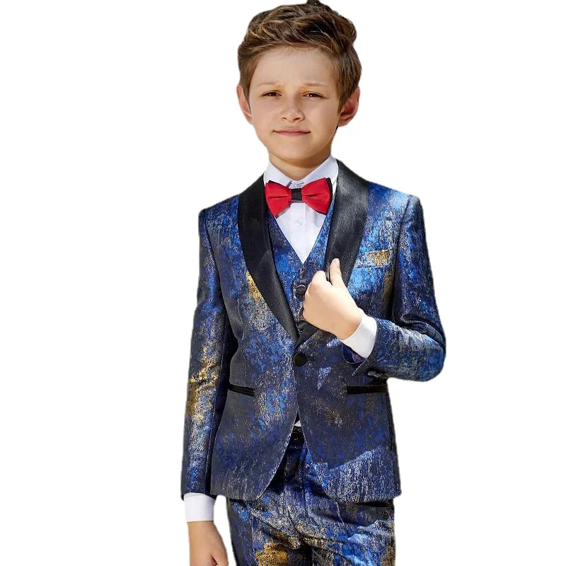 5 Pieces Children's Suit Boy's Dress Jacket Big Boys Piano Performing Flower Children's Suit jacket size 110-155-160-165-175