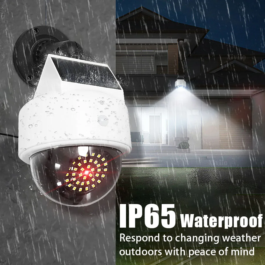 LED Solar Lights Outdoor Wireless Security Floodlight With Dummy Camera Lamp IPX65 Waterproof For Porch Garden Patio Lighting