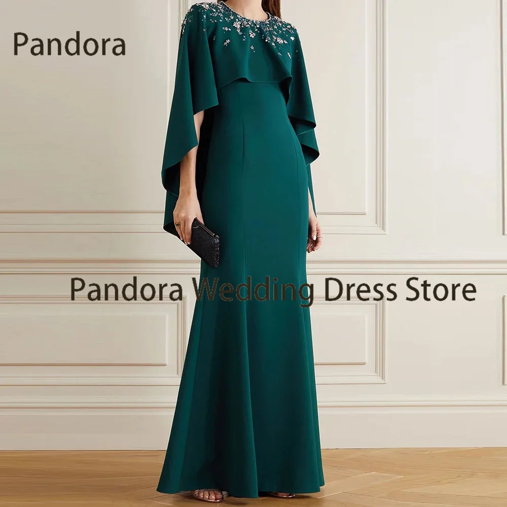 

Pandora Elegant O-neck floor-length long sleeve formal evening dress Mermaid beaded Saudi Arabian women's wedding party gown