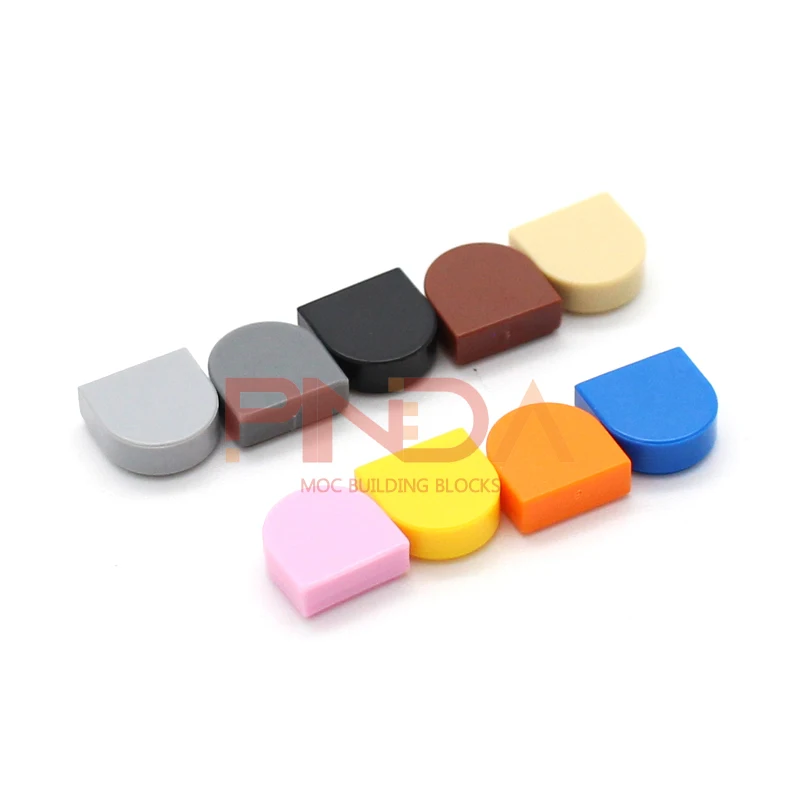 50pcs Moc Tile Round 1x1 Half Circle Extended 24246 DIY Enlighten Building Block Bricks Compatible with Assembles Particles