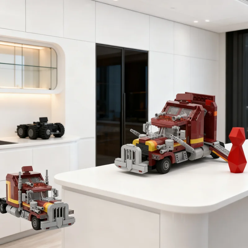 

772PCS MOC Technology M S K Rhino Tractor Rig Model DIY Creative Assembly Building Blocks Display Birthday Gift Collection Set