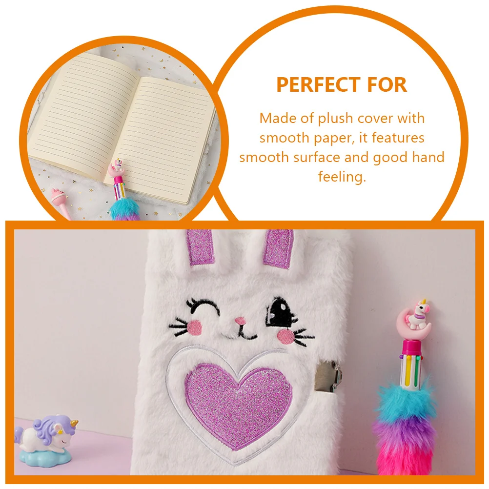 Fuzzy Notebook Novelty with Lock Idea Listing Notebooks for Taking Diary Paper Little Travel Plush