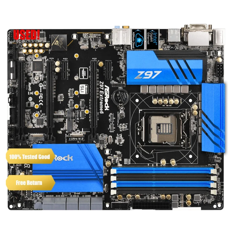 Used LGA1150 Z97 Motherbooard ASRock Z97 Extreme6  USB3.0 SATA3 DDR3