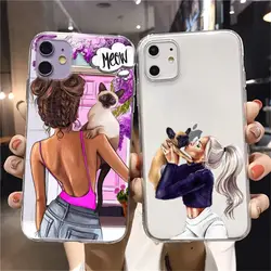 Fashion Girls Pattern Phone Case for iPhone 13 12 11 Pro Max Case 13Pro X XS XR SE 7 8 Plus 12Pro Cover Coque for iPhone 11 Case