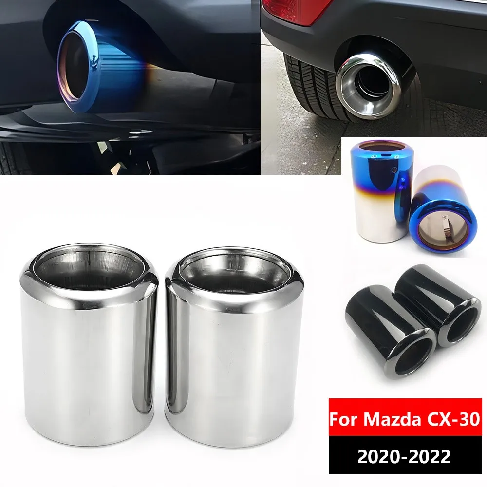 

Car Exhaust Muffler Tip Round Stainless Steel Pipe Exhaust Tail Muffler Pipe Tip Cover For Mazda CX30 CX-30 2020 2021 2022