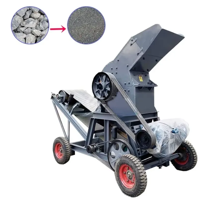 

【Best-selling】High Efficiency Mobile Hammer Mill Crusher Station Construction Waste Concrete Recycle Machine with Core Motor Com