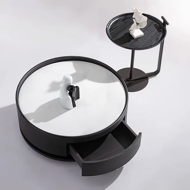 Minimal Italian rock slab coffee table combination rotating living room household small apartment
