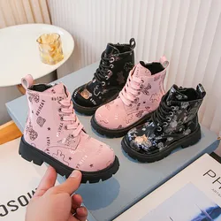 Autumn/Winter ZIP Fashion Sweet Heart Baby Girls Pink Warm Square Heel Casual Comfortable Cute Boots Size21-30 Toddler Shoes