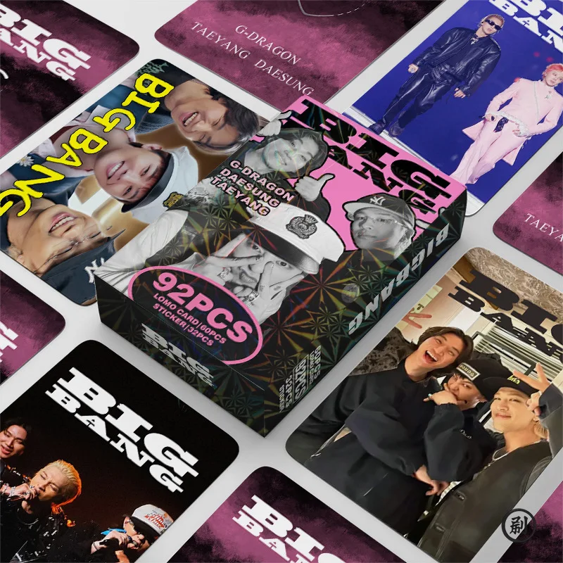 60+32pcs/G-Dragon Photo Card, Star Sticker Postcard, Fan Collection Card