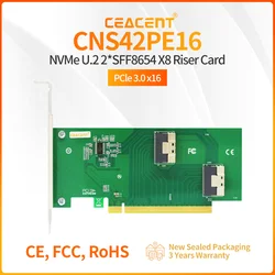 CEACENT CNS42PE16 2 Port SlimSAS x8 SFF8654 Adapter PCIe 3.0 x16, PCIe 4.0 Compatible For ALEO, Multi-GPU Solutions, PCIe Extend
