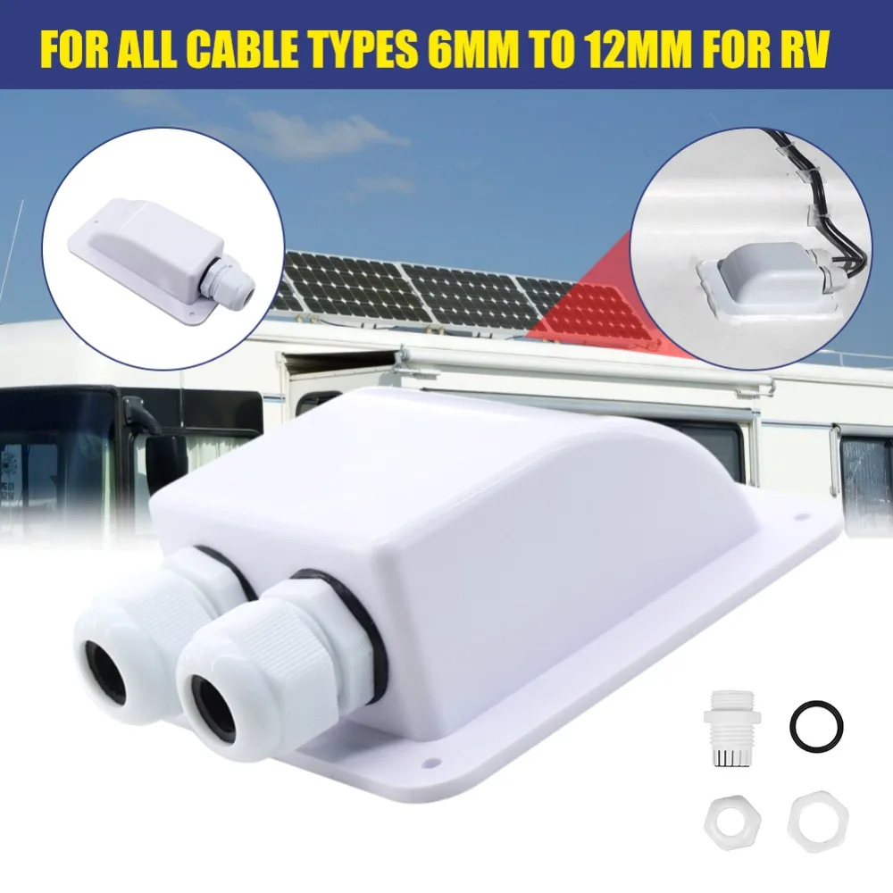 

Single/Double Wire Entry Gland Box Solar Panel Roof Wire Entry Gland Box Cable Motorhome White Black RV Yacht Car Accessories