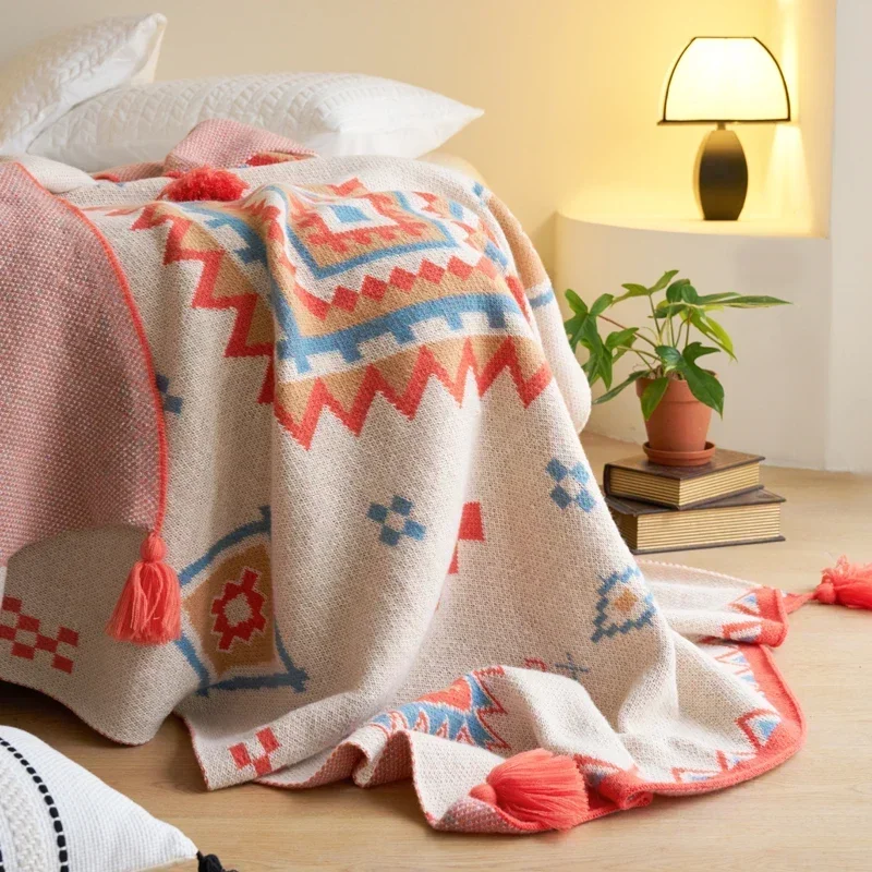 Bohemian Blanket Soft Sofa Cover Summer Blanket Office Nap Blankets Air Conditioning Blankets Knit Blanket For Travel