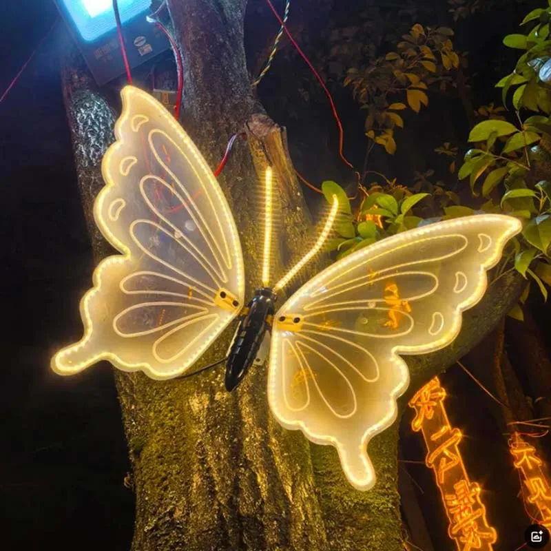 LED Outdoor Luminous Butterfly Lamp Wedding Decoration Vacation Party Garden Courtyard Christmas Decoration Lighting Fixtures