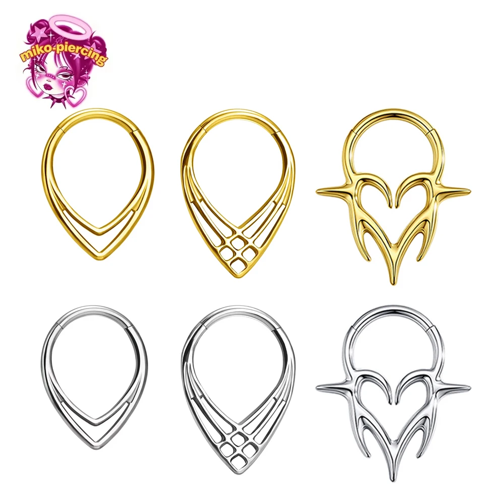 F136 Titan SGS/REACH Nickel Tribal Fangs Klappbarer Clicker SEG Septum Piercing Totem Ohrringe Forward Helix Punk Körperschmuck