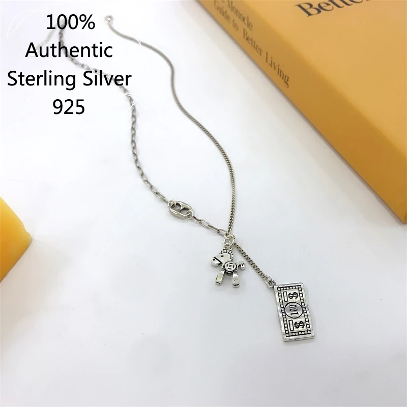 Horse Coin Necklace Chain Sterling Silver Prata 925 Jewelry Colar Feminino Collar Collares Para Hombre Original For Women 목걸이