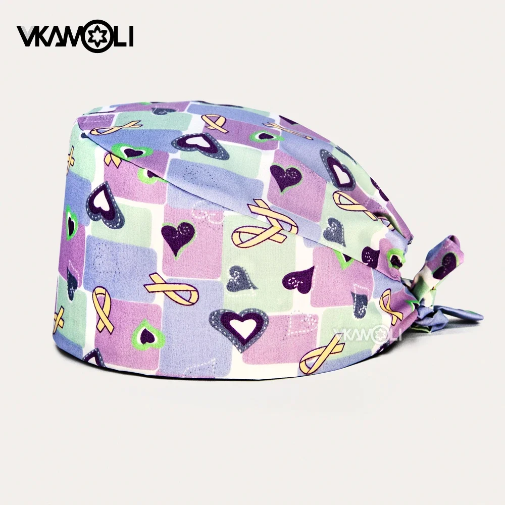 Female ribbon printed surgical cap scrub cap medical dentistry doctors scrub hats gorros enfermeria mujer scrub hat