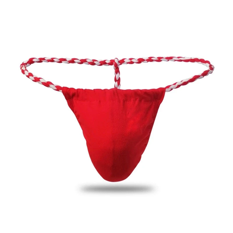 4PCS Men Thongs Japanese Woven Rope Cotton Men's Sexy T Pants Simple Lingerie Jockstrap Panties Thong Sissy Panties Jockmail