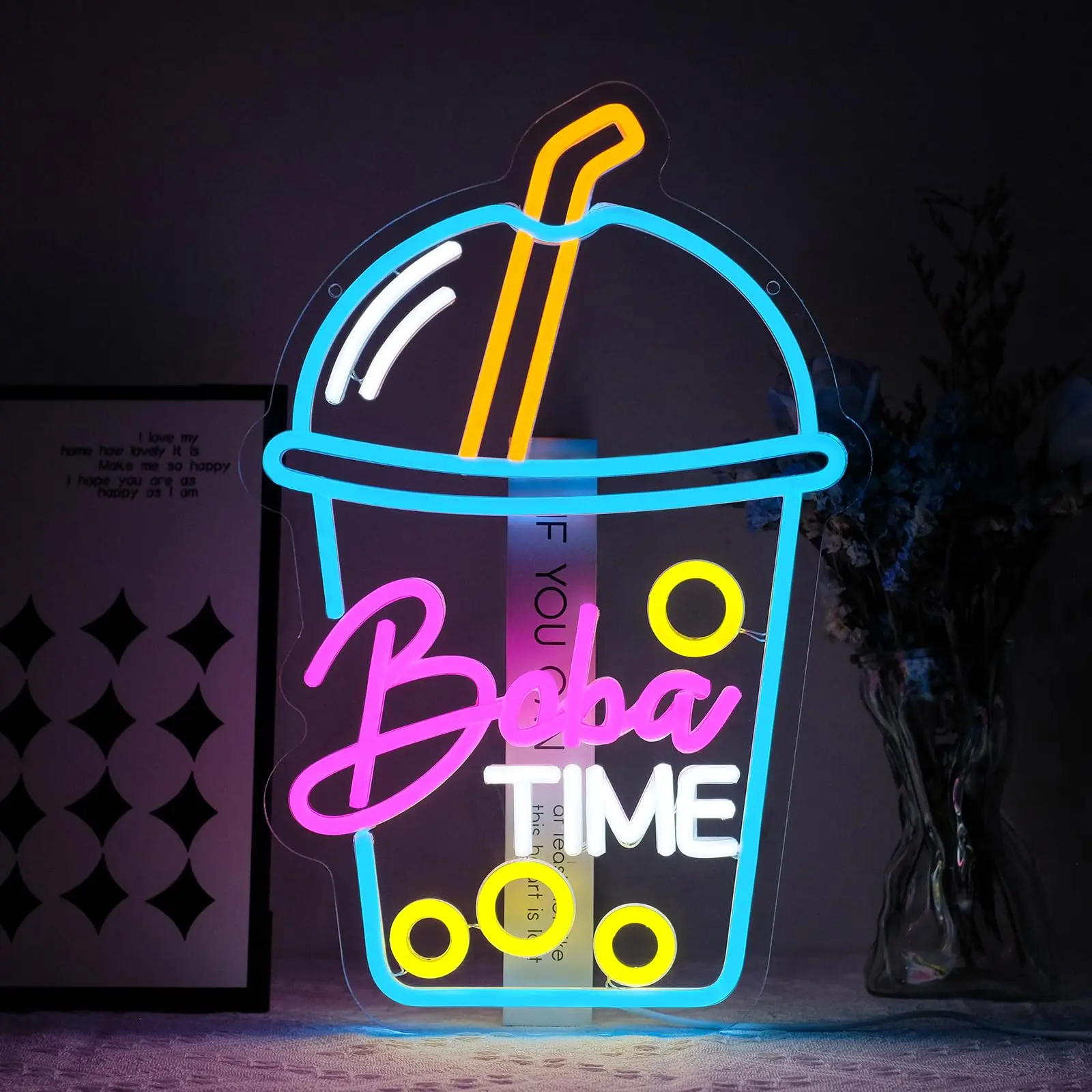 

Boba Time Neon Sign for Wall Decor Bubble Tea Neon for Cafe Bar Kitchen Restaurant Coffee Dessert Shop Decoration Gift for Girls