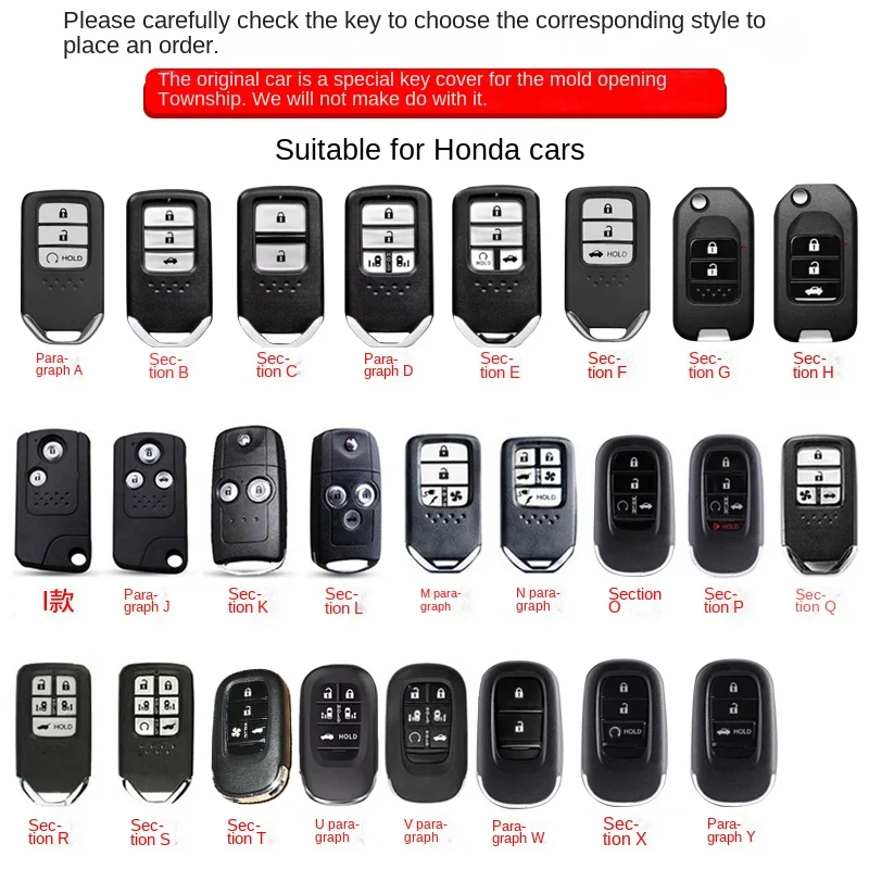 Fit for Honda car key bag cover buckle ring case Accord Civic CR-V HR-V HRV Crider Jade Odyssey City 
