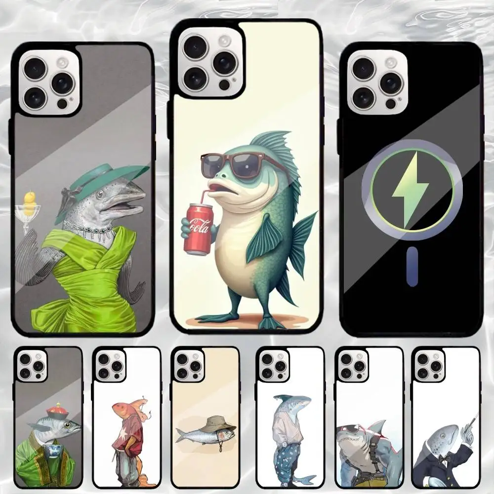 

Fish Funny Sardines Phone Case For iPhone17,16,15,14,13,12,11 Plus,Pro Max Magnetic Magsafe Wireless Charging
