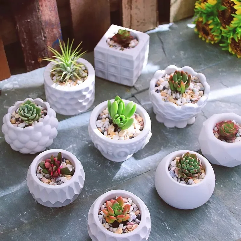 Silica Gel Mold Storage Box Embossed Bowl Shape for Cement Flowerpot Candle Cup Holder And Succulent Planter