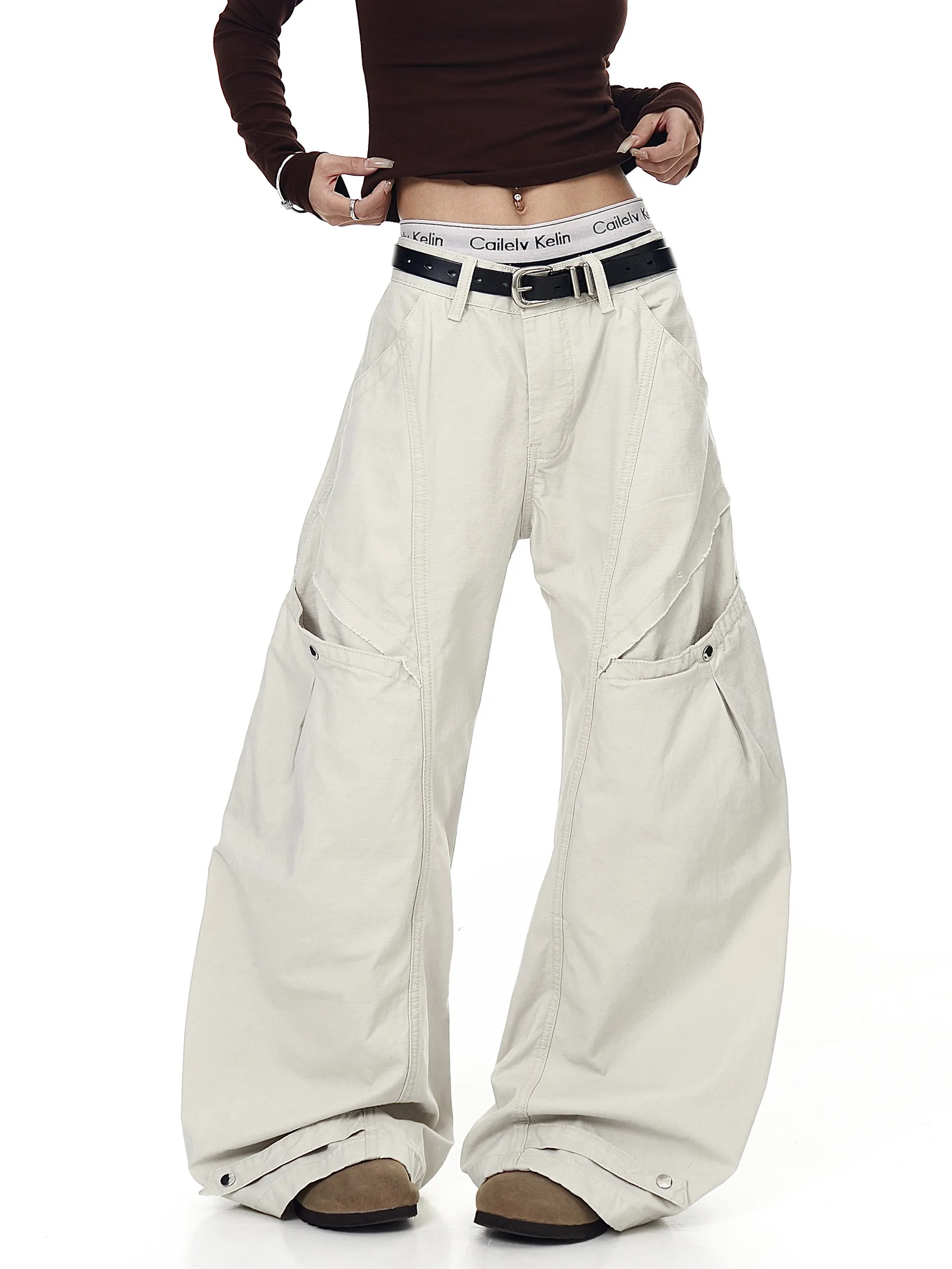 

Американские ретро-брюки в стиле деконструкции, свободные повседневные брюки с широкими штанинами для мужчин и женщин, удобные и стильные.