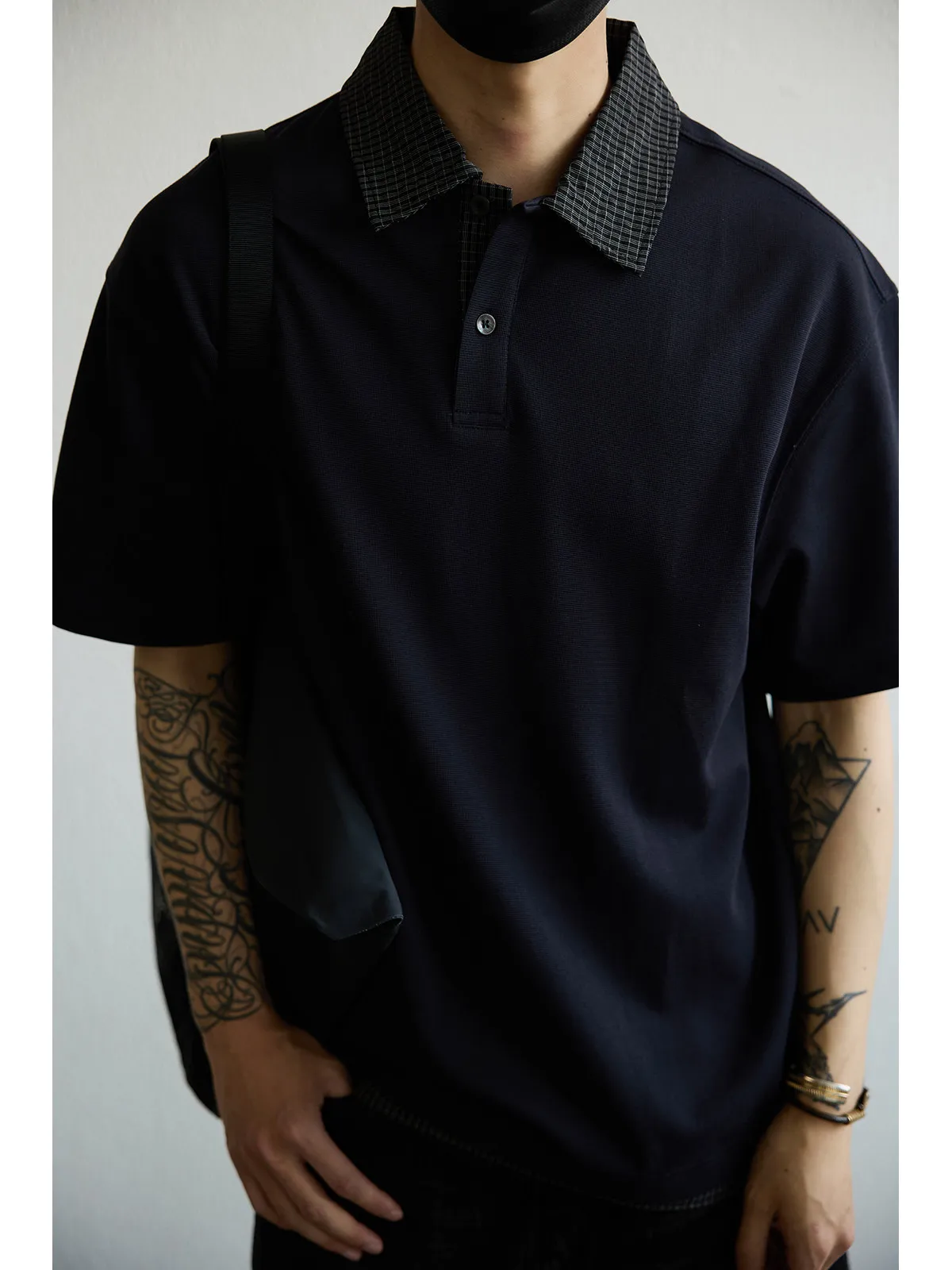 Polo Shirt Mens Summer American Vintage Color Block Collar Short Sleeve Trendy Casual Stretch Premium Breathable Tops Male