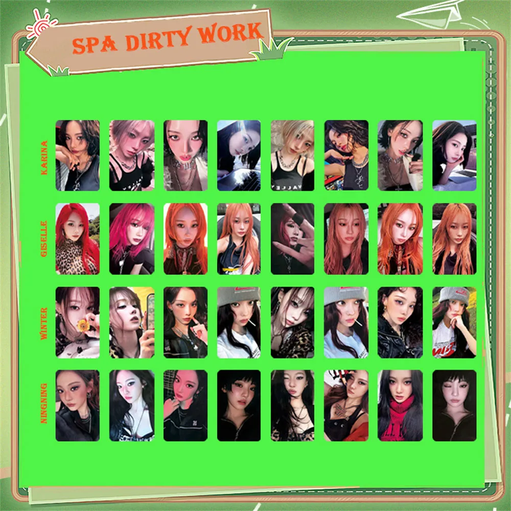 

8 шт./компл. KPOP KARINA GISELLE DIRTY WORK альбом фотокарточки NINGNING WINTER двусторонние ломо-карты HD бумажные открытки коллекция фанатов