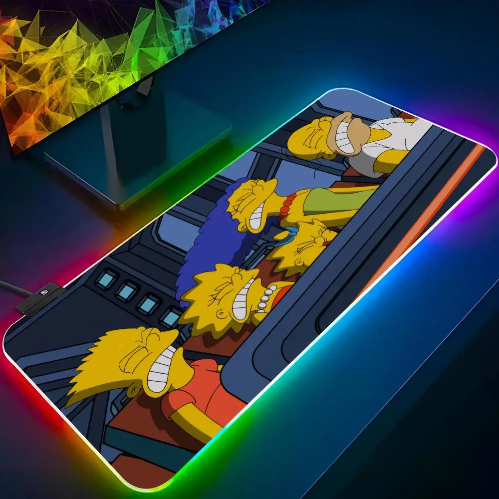 Tapis de souris de jeu média pour ordinateur portable, clavier rétro4.2, tapis de table Gamer Girl DeskSub, polymère RVB, S-SimpsonmexGaming