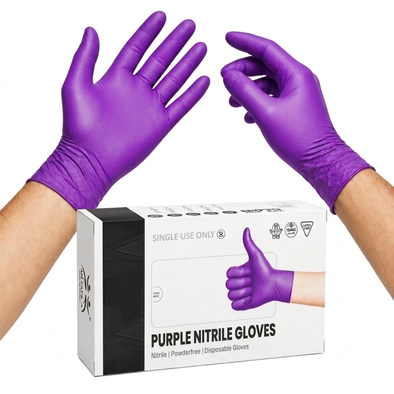20/50/100PCS Violet Nitrile Gloves Disposable 5Mil Thick Latex Free Household Gloves for Women Cleaning Kitchen Gardening Lawn
