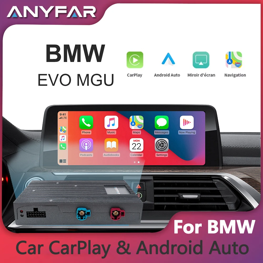 ANYFAR for BMW EVO MGU ID5 6 7 System 1 3 5 6 7Seires X1 X2 X3 X4 Wireless Carplay Android Interface Box CarPlay AirPlay Mirror