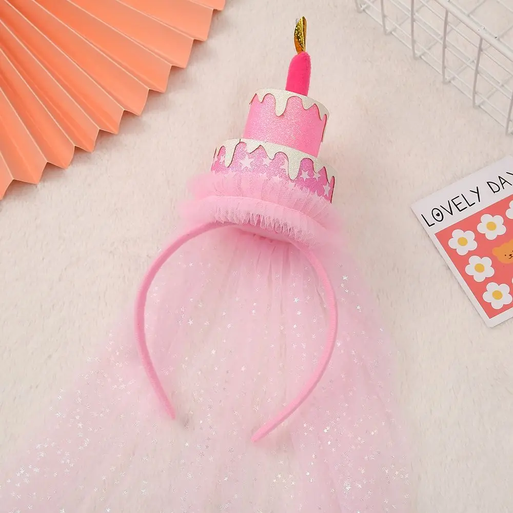 Accesorios para fotos, diadema de gasa para niña, diadema de tela con letras para pastel de cumpleaños, aro para la cabeza para niños, tocado de cumpleaños, sombreros de fiesta de cumpleaños