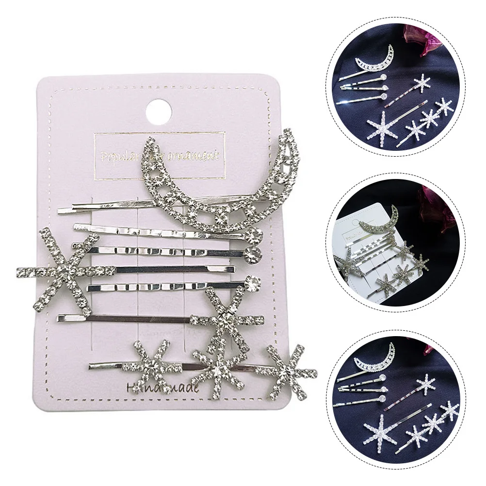 

7pcs /Set Moon Star Hair Clips Crystal Decorative Accessories Alloy Chic Hairpins For Women Girls Retro Hairpins Durable