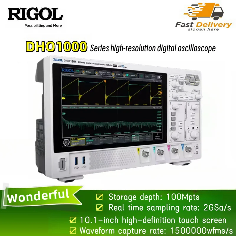 

RIGOL DHO1072/DHO1074/DHO1102/DHO1104/DHO1202/DHO1204 - 2/4Channel 70/100/200 MHz Digital Oscilloscope 12 bit 1GSa/sec 50MPts