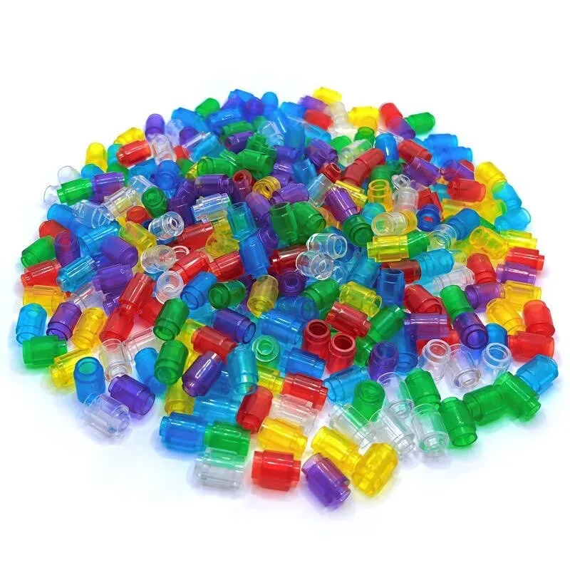 

100pcs MOC transparent building block accessories ABS DIY assembled toys 3062 1x1 hole 1*1 cylindrical building blocks