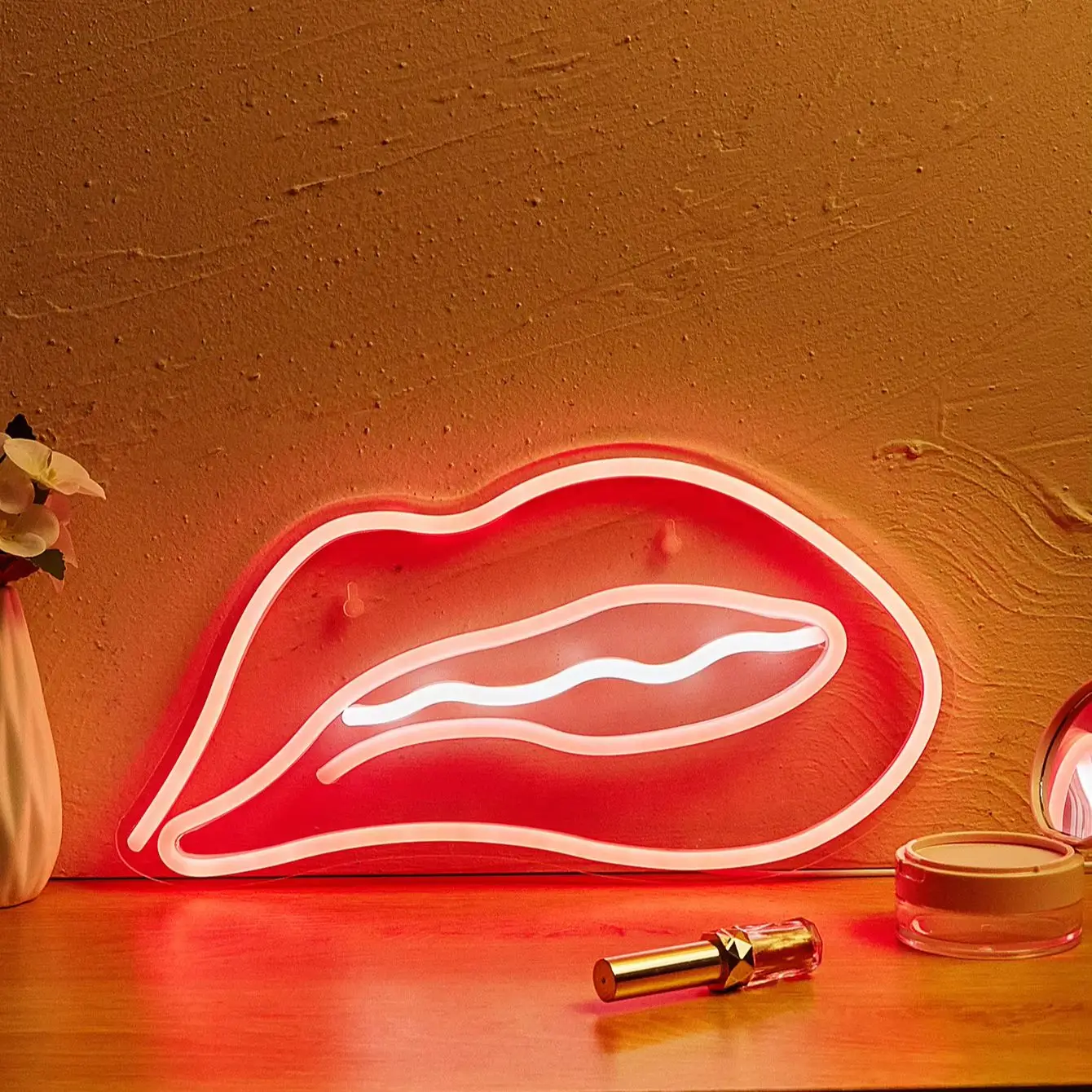 

Chi-buy LED Neon WeChat lips USB Powered Neon Signs Night Light 3D Wall Art Bedroom Living Room Decor Lamp Signs