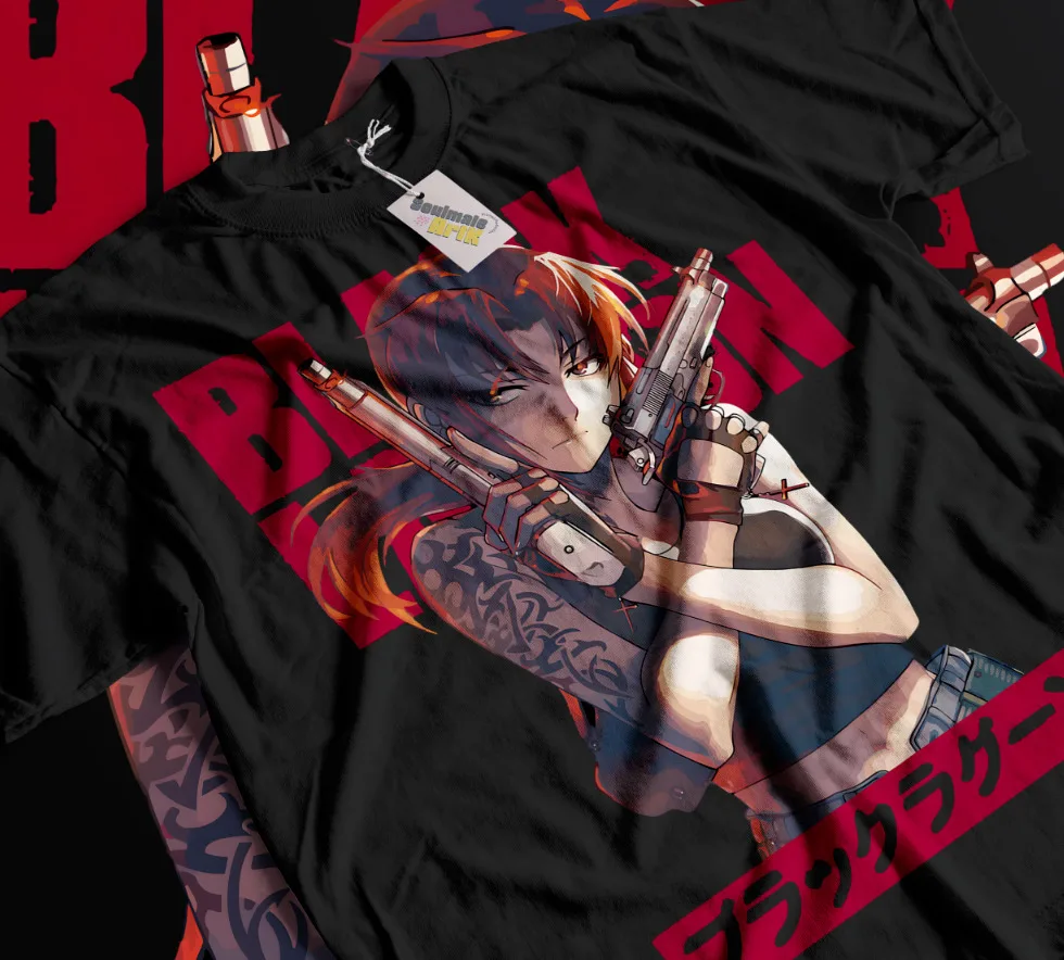 Black Lagoon Shirt Revy Anime Manga Strip Unisex Tshirt Soft Tee All Sizes