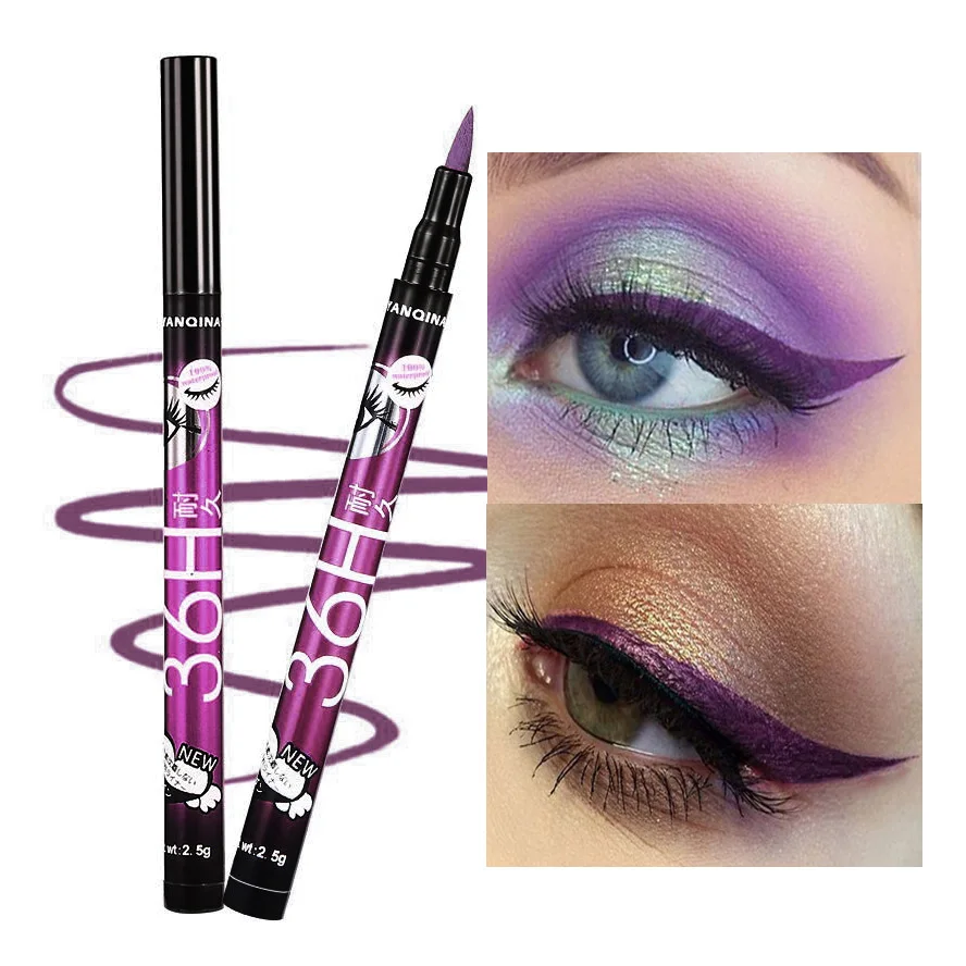 36H Waterproof Liquid Eyeliner Makeup Beauty Cosmetic Eye Liner Pencil Pen Portable Tools Accessories Brown/ Purple/ Black/ Blue