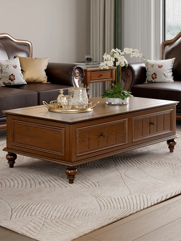 Solid wood coffee table TV cabinet combination, modern simple small apartment living room complete set of furniture