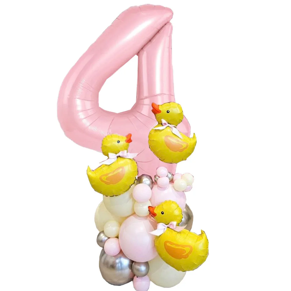 42pcs Mini Duck Balloon Arch Garland Kit 40inch Pink Color Number Pink Latex Balloons for Birthday Party Decor baby shower