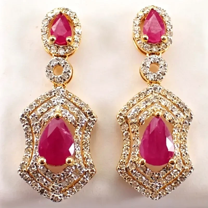 Luxuriöse geometrische Anhänger-Ohrringe für Damen, doppellagig, mit glänzendem Design, überzogen mit Zirkonia, exquisiter, eleganter Schmuck – Detail 1
