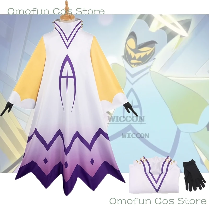 

Hazbin Adam Cosplay Anime Hotel Soft Clothes Cosplay Costume White yellow purple Suit cos Halloween Party Adult Men Costume