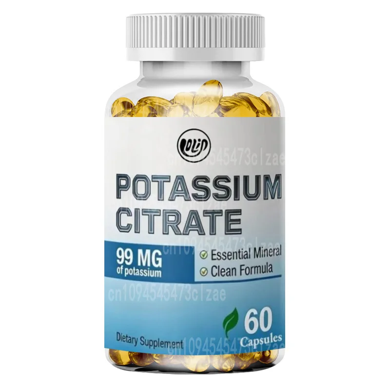 

Potassium Citrate Capsules 99mg Elemental Potassium Supplement Non GMO, Gluten Free