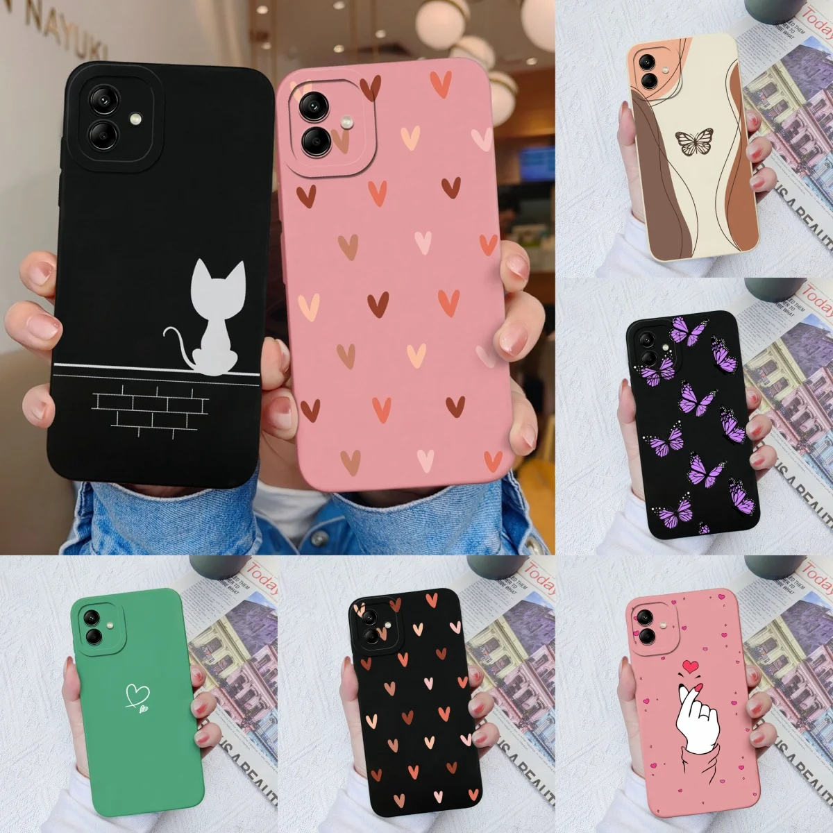 For Samsung Galaxy A04 A04E A04S Phone Case Cat Camera Protection Liquid Silicone Back Cover For Samsung A 04 E S Bumper Shell