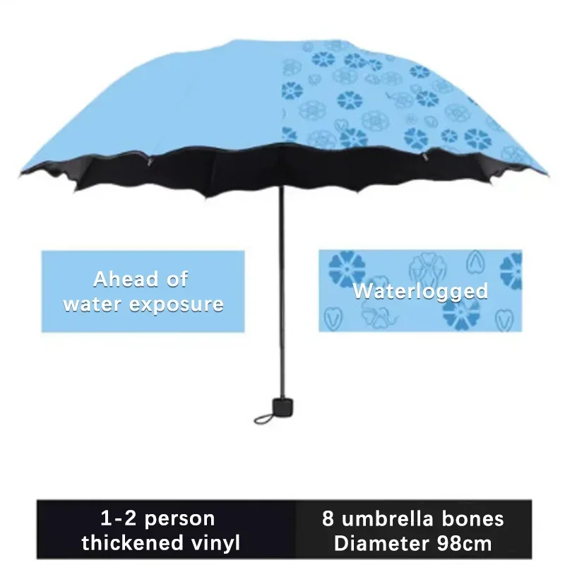 Przenośny ręczny składany parasol z czerwonym liściem Kwitnący parasol w wodzie Czarny, powlekany klejem Lekki parasol UV